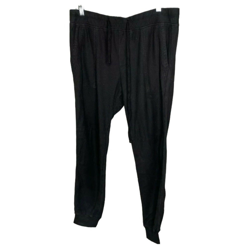 James Perse Mixed Media Jersey Pants Joggers Black‎ Megan Markle L $245